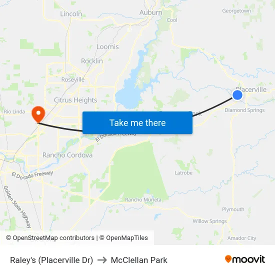 Raley's (Placerville Dr) to McClellan Park map