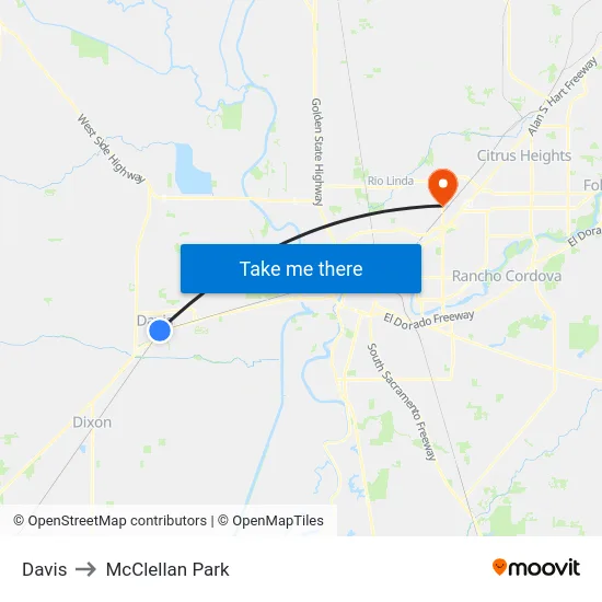 Davis to McClellan Park map