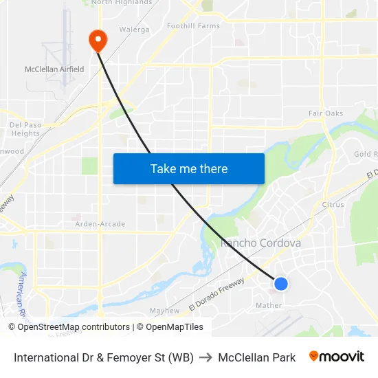 International Dr & Femoyer St (WB) to McClellan Park map