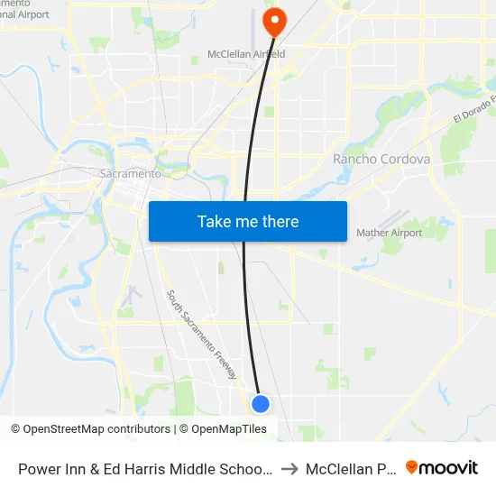 Power Inn & Ed Harris Middle School (EB) to McClellan Park map