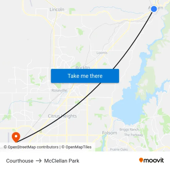 Courthouse to McClellan Park map