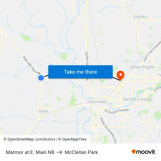 Matmor at E. Main NB to McClellan Park map