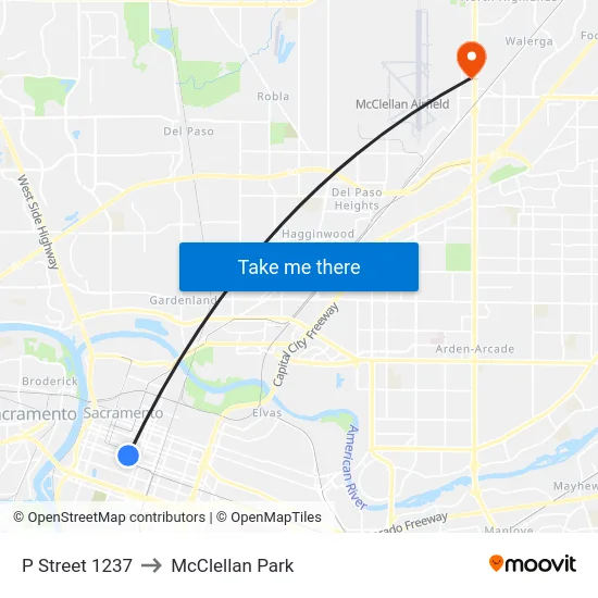 P Street 1237 to McClellan Park map