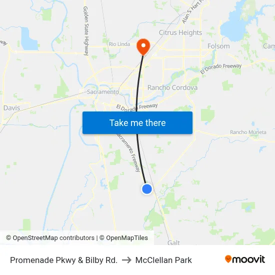 Promenade Pkwy & Bilby Rd. to McClellan Park map
