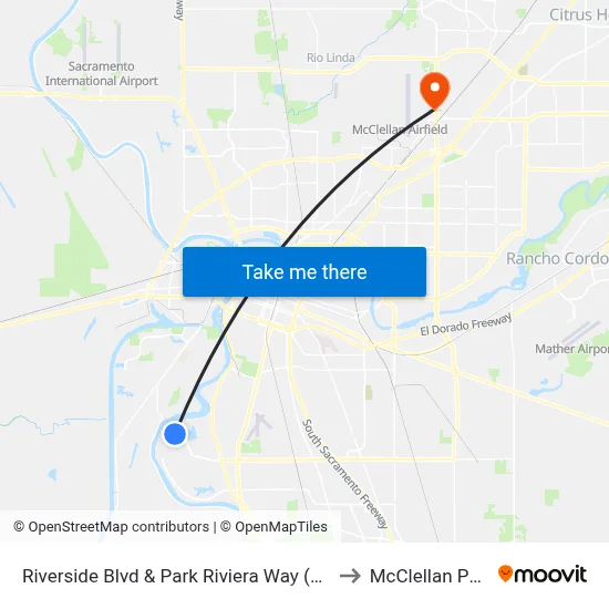 Riverside Blvd & Park Riviera Way (WB) to McClellan Park map