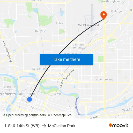 L St & 14th St (WB) to McClellan Park map