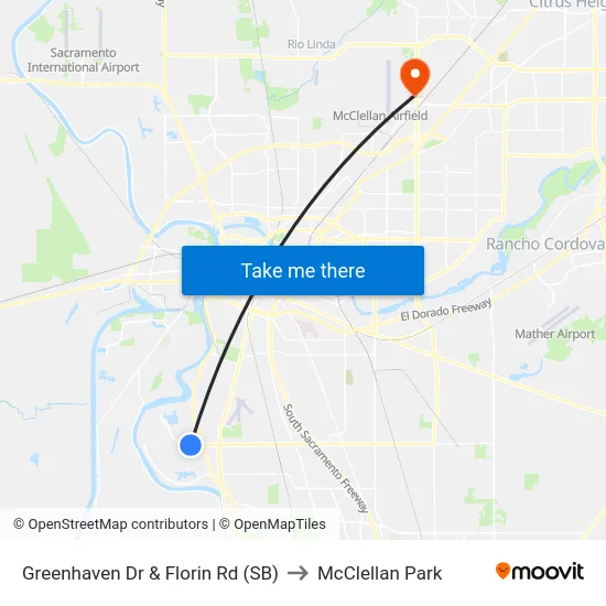 Greenhaven Dr & Florin Rd (SB) to McClellan Park map