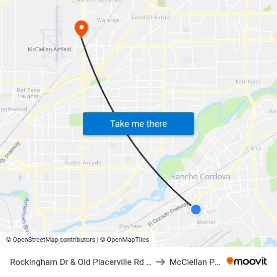 Rockingham Dr & Old Placerville Rd (EB) to McClellan Park map