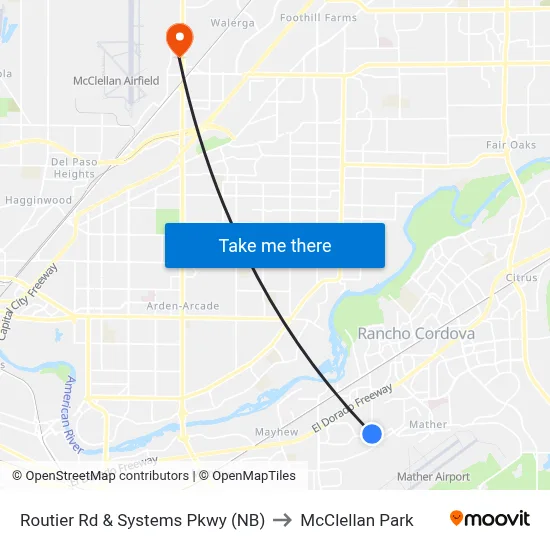 Routier Rd & Systems Pkwy (NB) to McClellan Park map