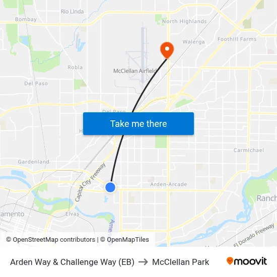 Arden Way & Challenge Way (EB) to McClellan Park map