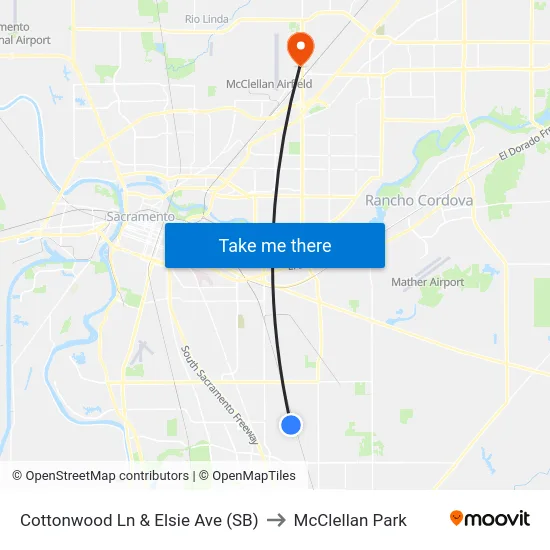 Cottonwood Ln & Elsie Ave (SB) to McClellan Park map