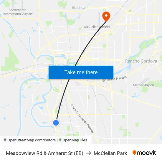 Meadowview Rd & Amherst St (EB) to McClellan Park map