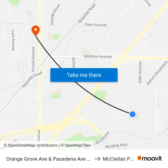 Orange Grove Ave & Pasadena Ave (WB) to McClellan Park map