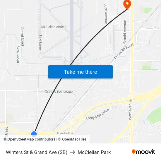Winters St & Grand Ave (SB) to McClellan Park map