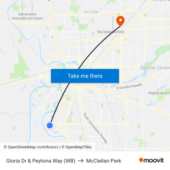 Gloria Dr & Peytona Way (WB) to McClellan Park map