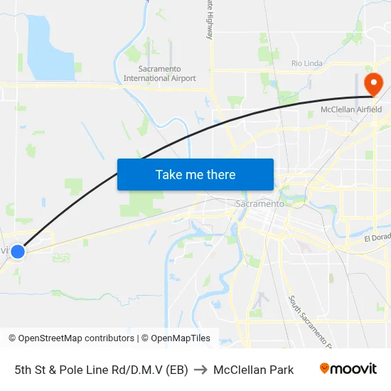 5th St & Pole Line Rd/D.M.V (EB) to McClellan Park map