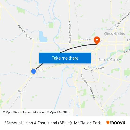 Memorial Union & East Island (SB) to McClellan Park map
