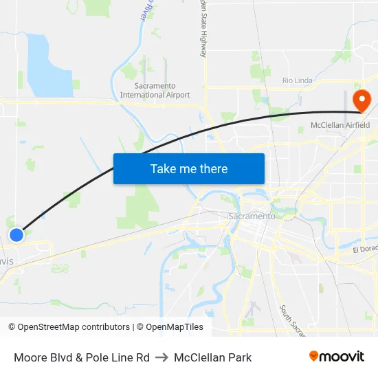 Moore Blvd & Pole Line Rd to McClellan Park map