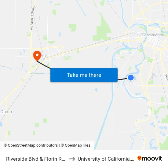 Riverside Blvd & Florin Rd (WB) to University of California, Davis map