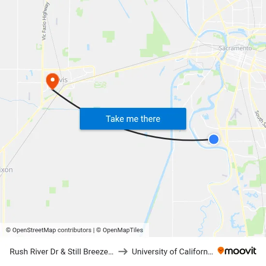 Rush River Dr & Still Breeze Way (WB) to University of California, Davis map