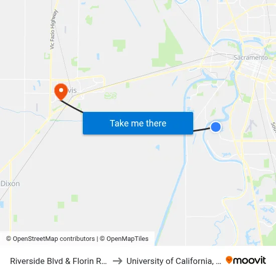 Riverside Blvd & Florin Rd (EB) to University of California, Davis map