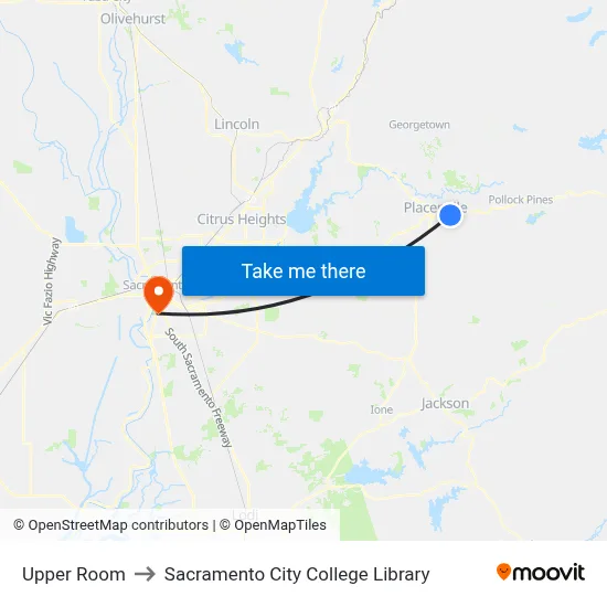 Upper Room to Sacramento City College Library map