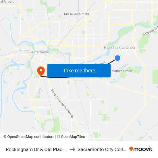 Rockingham Dr & Old Placerville Rd (EB) to Sacramento City College Library map