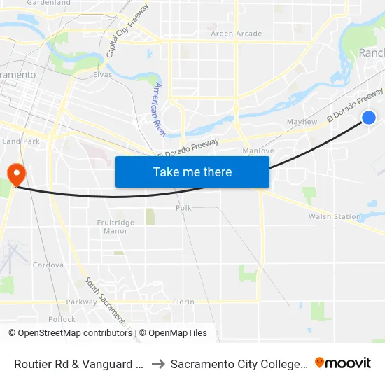 Routier Rd & Vanguard Dr (NB) to Sacramento City College Library map