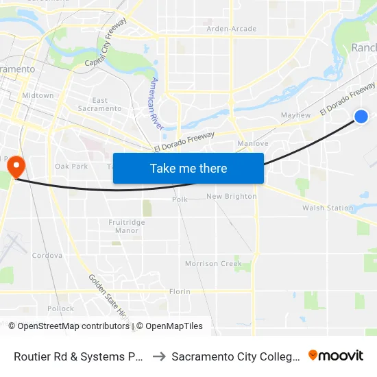 Routier Rd & Systems Pkwy (NB) to Sacramento City College Library map