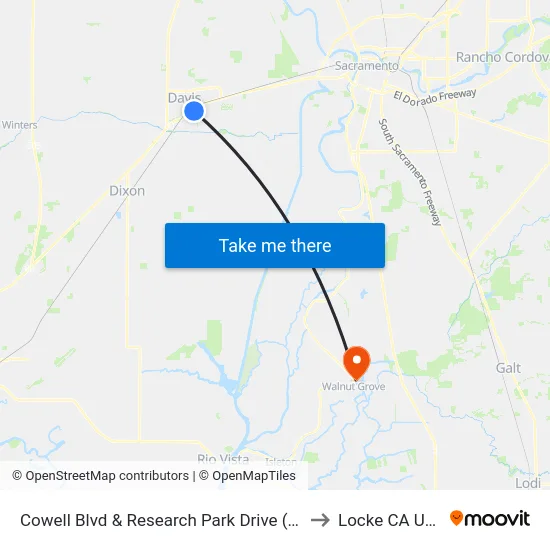 Cowell Blvd & Research Park Drive (EB) to Locke CA USA map