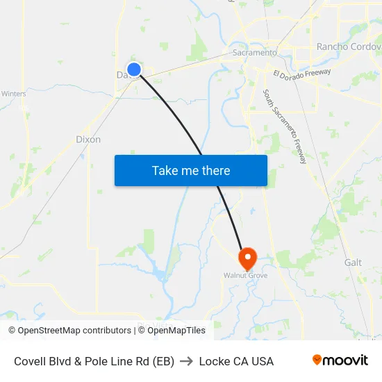 Covell Blvd & Pole Line Rd (EB) to Locke CA USA map