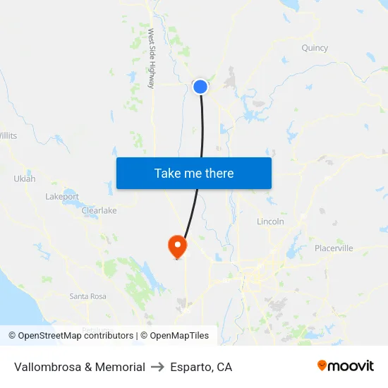 Vallombrosa & Memorial to Esparto, CA map