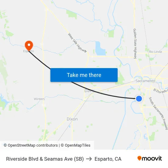 Riverside Blvd & Seamas Ave (SB) to Esparto, CA map
