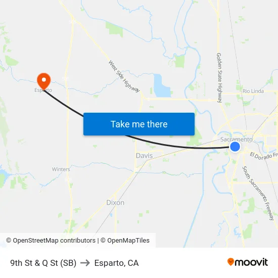 9th St & Q St (SB) to Esparto, CA map