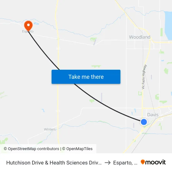 Hutchison Drive & Health Sciences Drive (EB) to Esparto, CA map
