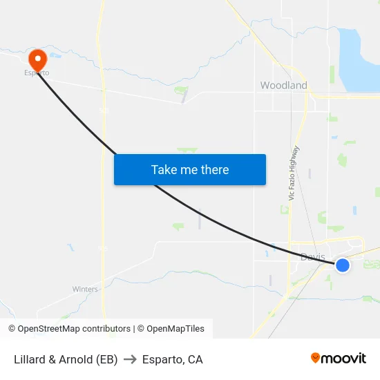 Lillard & Arnold (EB) to Esparto, CA map