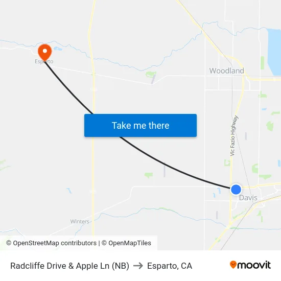 Radcliffe Drive & Apple Ln (NB) to Esparto, CA map