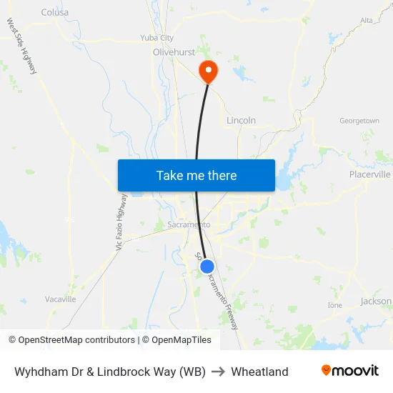 Wyhdham Dr & Lindbrock Way (WB) to Wheatland map