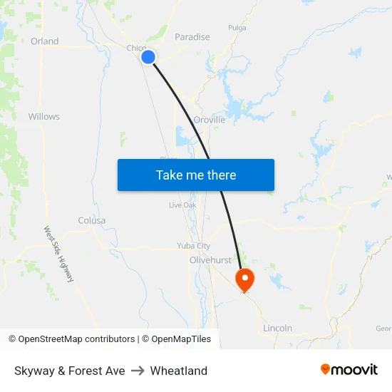 Skyway & Forest Ave to Wheatland map