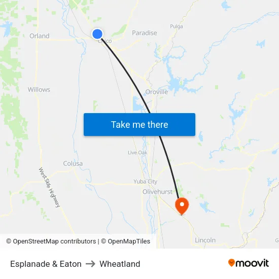 Esplanade & Eaton to Wheatland map