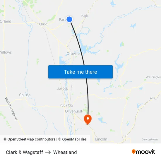 Clark & Wagstaff to Wheatland map