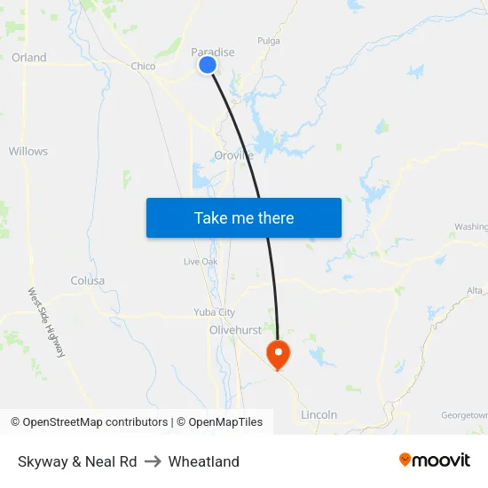 Skyway & Neal Rd to Wheatland map