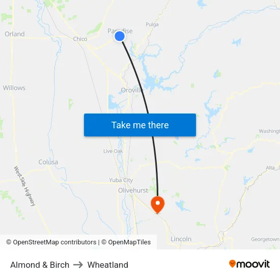 Almond & Birch to Wheatland map