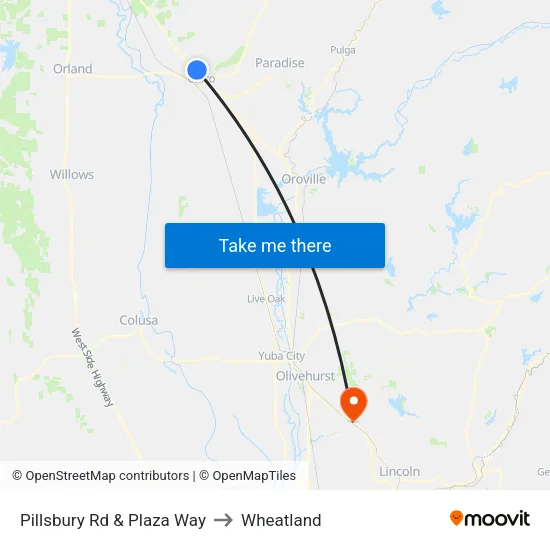 Pillsbury Rd & Plaza Way to Wheatland map