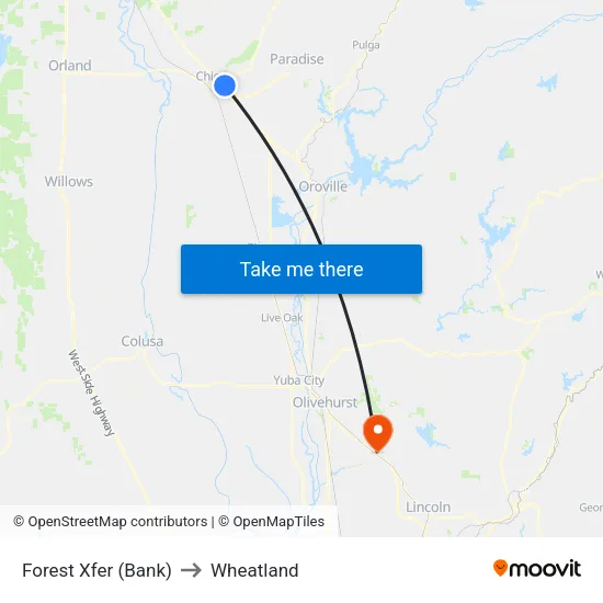 Forest Xfer (Bank) to Wheatland map
