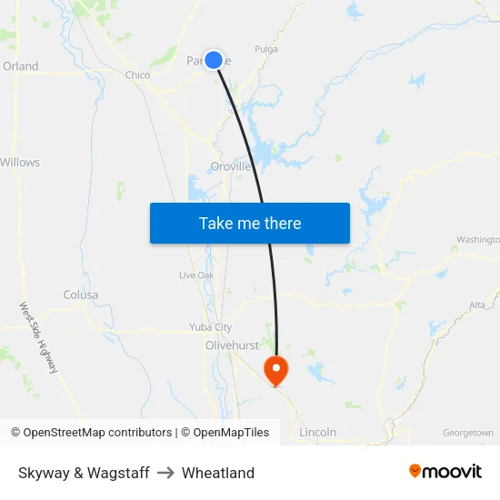 Skyway & Wagstaff to Wheatland map
