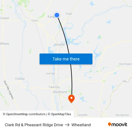 Clark Rd & Pheasant Ridge Drive to Wheatland map