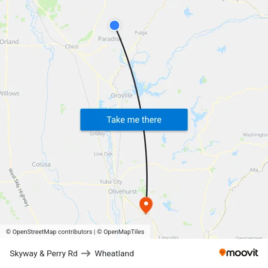 Skyway & Perry Rd to Wheatland map