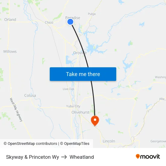 Skyway & Princeton Wy to Wheatland map