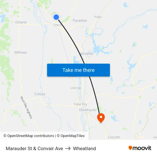 Marauder St & Convair Ave to Wheatland map
